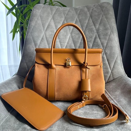 LORO PIANA Loom Bag L25 2WAY Handbag Brown Nubuck Leather Authentic