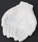 Vtg Avon White Glass Milk Glass Hands Shaped Candy Dish Decorative Glossy 7"