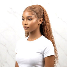 Hand Braided Wig. Cornrow with Boho Braids. Curly Back. Full Lace, Baby Hair