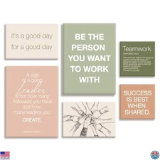 Inspirational Teamwork Wall Art Set of 6 for Office & Workplace Decor