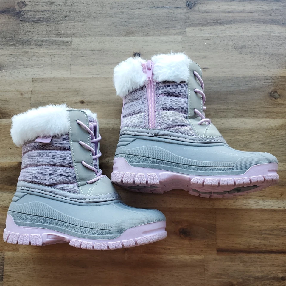 OSHKOSH b'gosh Botas de Invierno Niño Pequeño Talla 8 Niños, Niñas, Gris Gris Púrpura Cremallera Foto 2 de 4