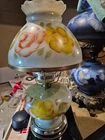 Vintage Gone with the Wind Hand Painted Floral Hurricane Lamp.