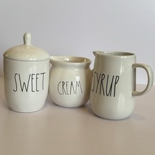 Rae Dunn SWEET CREAM SYRUP Coffee Bar Set Sugar Creamer Pitcher