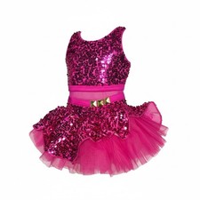 Weissman Girls Pink Sequin Dance Costume Tutu Dress Child Small SC