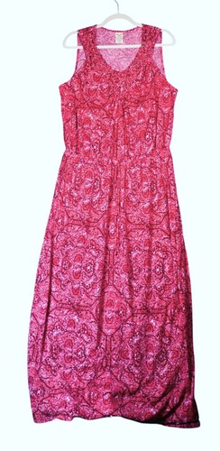 Maxi abito donna Faded Glory 2x rosa astratto artistico t shirt dettaglio uncinetto boho - Foto 2 di 11