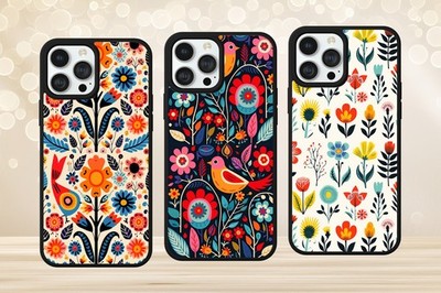 VOLKSKUNSTDRUCK BLUMEN VOGEL MUSTER HANDYHÜLLE FÜR IPHONE SAMSUNG PIXEL