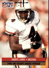 1991 PRO SET Card #34 - DARRYL LEWIS, Arizona 🏈 1990 JIM THORPE AWARD WINNER 🏈