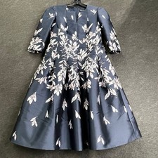 OSCAR DE LA RENTA Taffeta Floral Embroidered Dress Women's Size 8