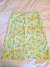 VTG THE LILLY Lilly Pulitzer sportswear Knee Skirt Yellow Blue Floral READ