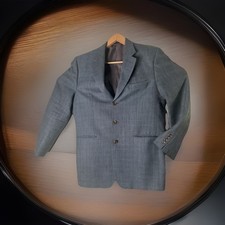 Polo Ralph Lauren Blazer Silk Wool Mens 42L Gray Plaid Jacket 3 Button