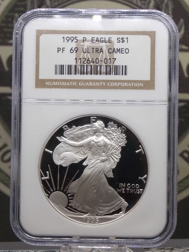 1995 "P" PROOF American *SILVER* Eagle $1 NGC PF69 Ultra Cameo #017 ECC&C, Inc.