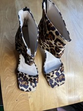 Leopard Print Ankle Cuff Sandals - Brown Leopard
