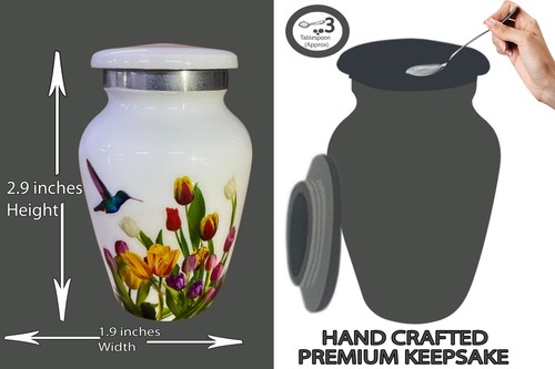 Keepsake Decorative Urns for Human Ashes - Mini Urns Set of 4 Hummingbird - Picture 3 of 8