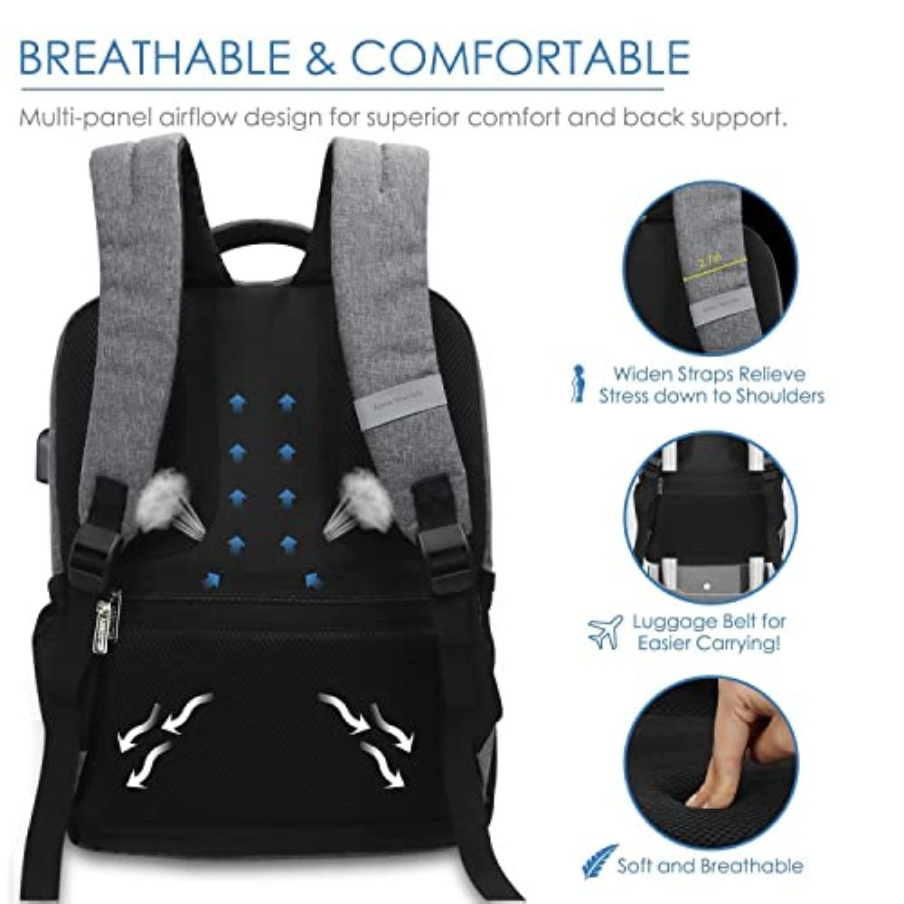 Water Resistant Laptop Backpack Anti-Theft with USB Charging Port Travel Durable