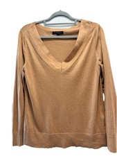 Banana Republic Caramel Silk Cashmere V-neck Sweater Size M