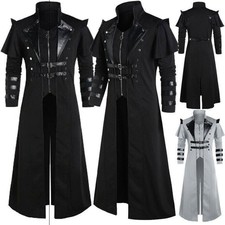 Medieval Victorian Style Long Trench Men's Frock Coat Cape Cloak Costume Jackets