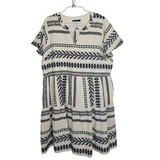 Lane Bryant NWT Flutter-Sleeve Tiered Swing Dress 20 Plus Cotton Short Boho Chic