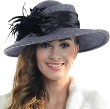 Women Wool Felt Dress Party Hats for Fall, Winter Church Hats 1920s 1950s 60s