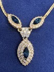 Costume Blue Sapphire and Rhinestone Gold Tone Necklace with Matching Earrings — photo 5