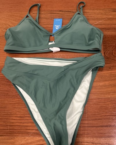 Women's High Waist Bikini Set - Cupshe-L-Green NWT - Picture 4 of 7