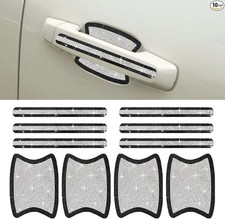 10PCS Crystal Rhinestone Car Door Handle Protector, Anti-Sc Color: Black/White