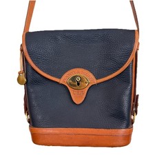 Dooney Bourke Calvary Spectator Bag Crossbody All Weather Leather Navy Blue VTG