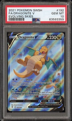 Pokemon Dragonite V Evolving Skies Full Alt Art #192 PSA 10 Gem Mint
