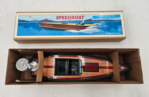 Vintage Tin Outboard Motor Speedboat "Lady Luck" Schylling Collector Series RARE