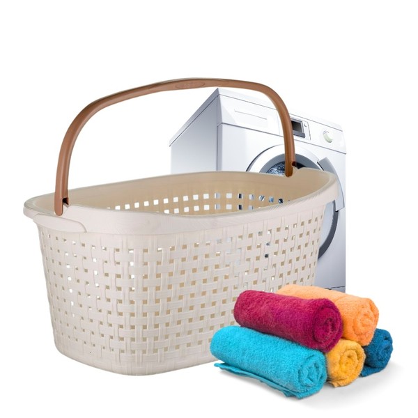 WäSchekorb Mit Henkel 40 L WäSchesammler WäSchewanne Mit Tragegriff WäSche Wanne-image