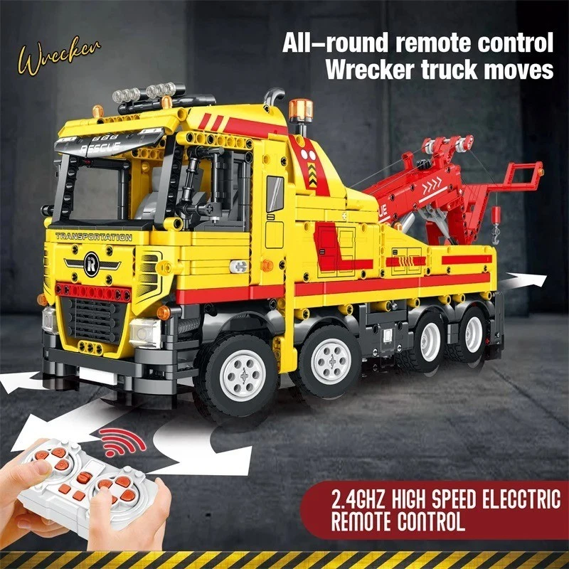 Motorized Wrecker Truck Building Blocks Remote Control Truck Christmas gift - Image 3 of 4