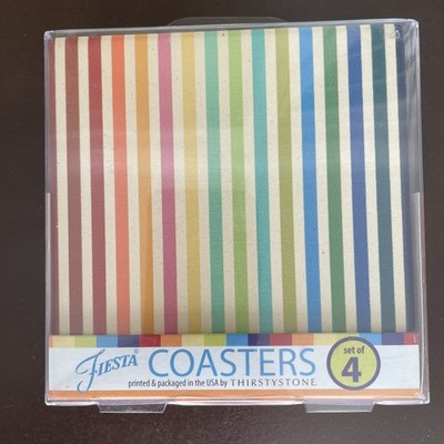 NWT Set of 4 Fiesta Masquerade Squares 4 1/4'' X 4 1/4'' Coasters Thirstystone...