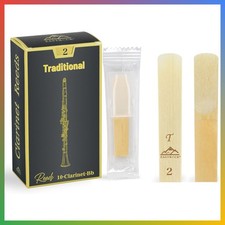 Clarinet Reeds Bb 2.0 Strength 10 Pack Classic French Cut Comfortable Blowing
