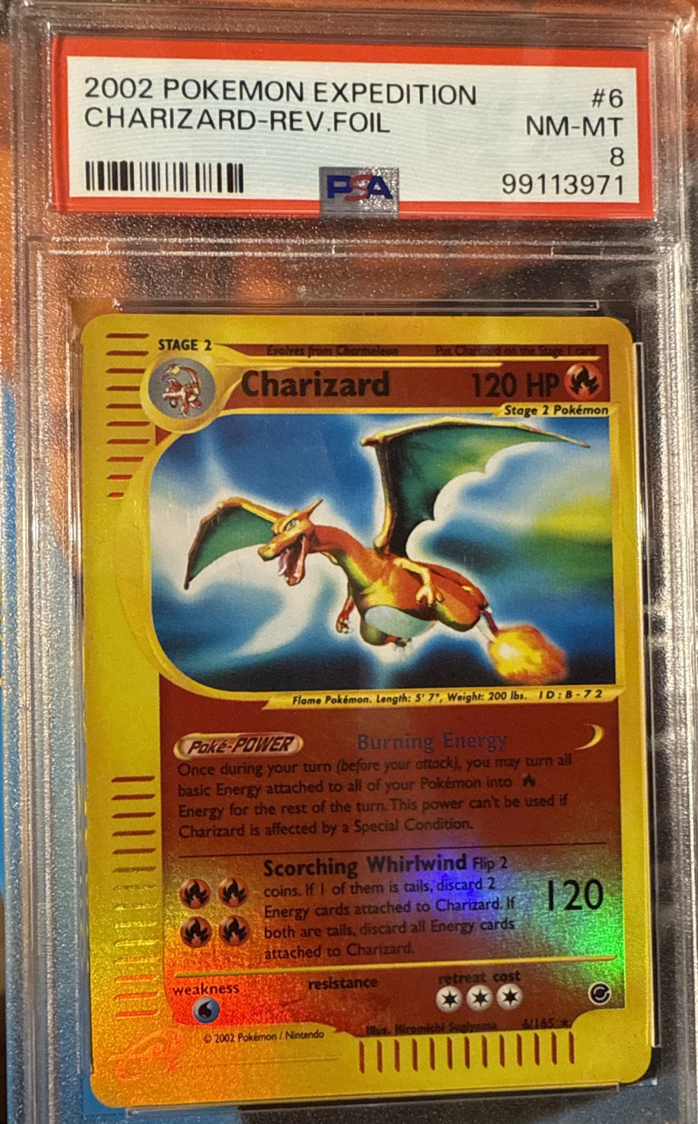 Charizard 6/165 Pokemon Expedition Base Set 2002 Reverse Foil Holo PSA 8