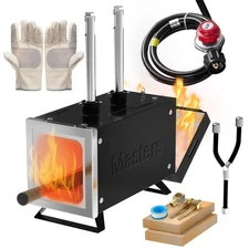 MMasters 2 Burner Propane Forge Kit – Square Mini Gas Forge with Base for Kni...