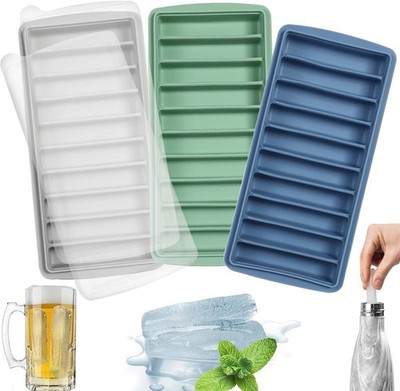 3 PCS Ice Cube Tray, Long Ice Stick Tray Silicone with Lid, Rectangular