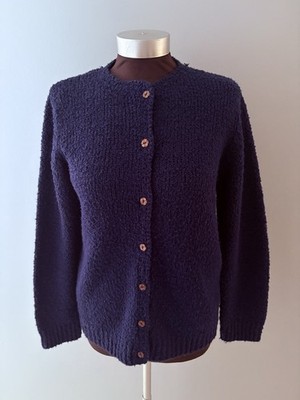 Vintage LeRoy Knitwear Sweater Womens L Blue Cardigan Button Up Cozy Granny Warm