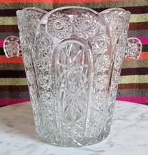 Seau à Champagne Cristal de Bohême Taillé “Pinwheel Star” Vintage Ice Bucket 22