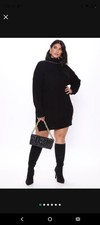 BRAND New Sweatshirt Mini Dress Black By Fashion Nova  1X Women's 