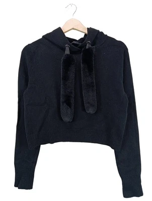 ZARA KNIT Pull à capuche Dames Pull T EU 36 noir style décontracté - Photo 1/4