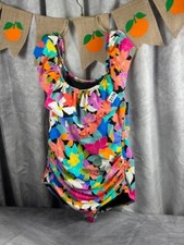 Swim Solutions Plus Size Tummy Control Off-The-Shoulder Ruffled Swimsuit Sz 18W