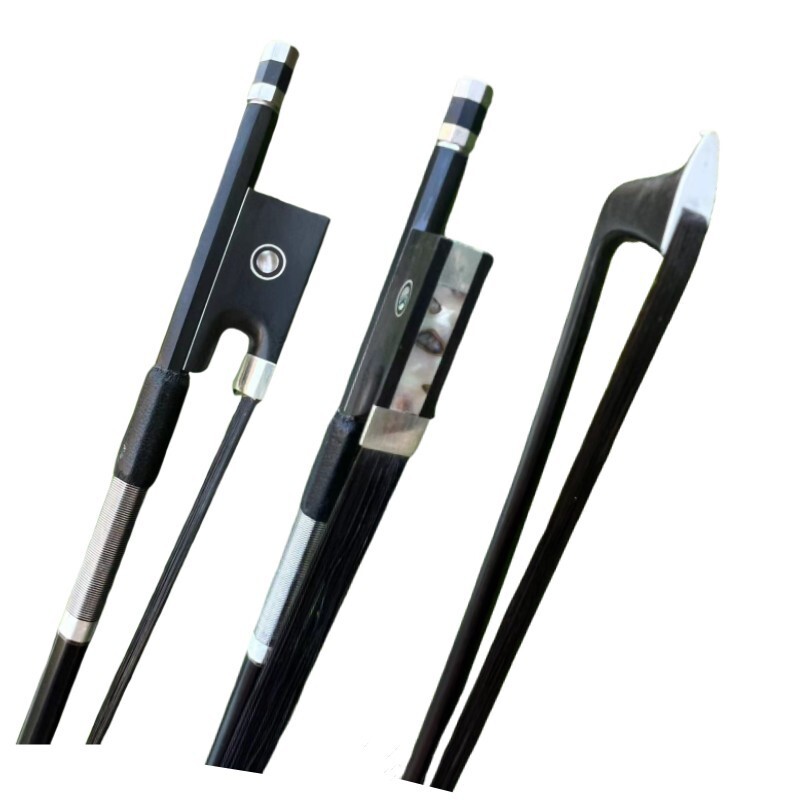 1pcs Carbon Fiber Violin Bow Blue Silver Silk Braided Stick Black Horsehair 4/4