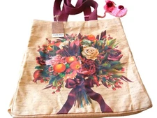 GILDED MAPLE REUSABLE BAG Grocery Large Canvas Tote Bag  Cotton 22”x 18” x 6”