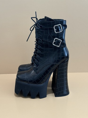 NWT London Rag Stomper Combat Boot in Black -5 - Picture 7 of 21