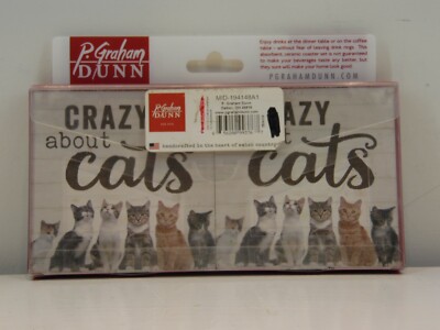 P. Graham Dunn Coasters hand crafted(inv661c1) U S A crazy about cats on ceramic