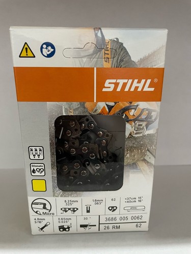 26RM 62 STIHL NEW CHAINSAW CHAIN SAW 16 in. .325 .63 62 16 INCH BLADE ...