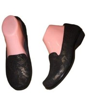 Dansko Olivia Womens EU 37 Black  Bronze Leather Snake Print Loafers See Pics