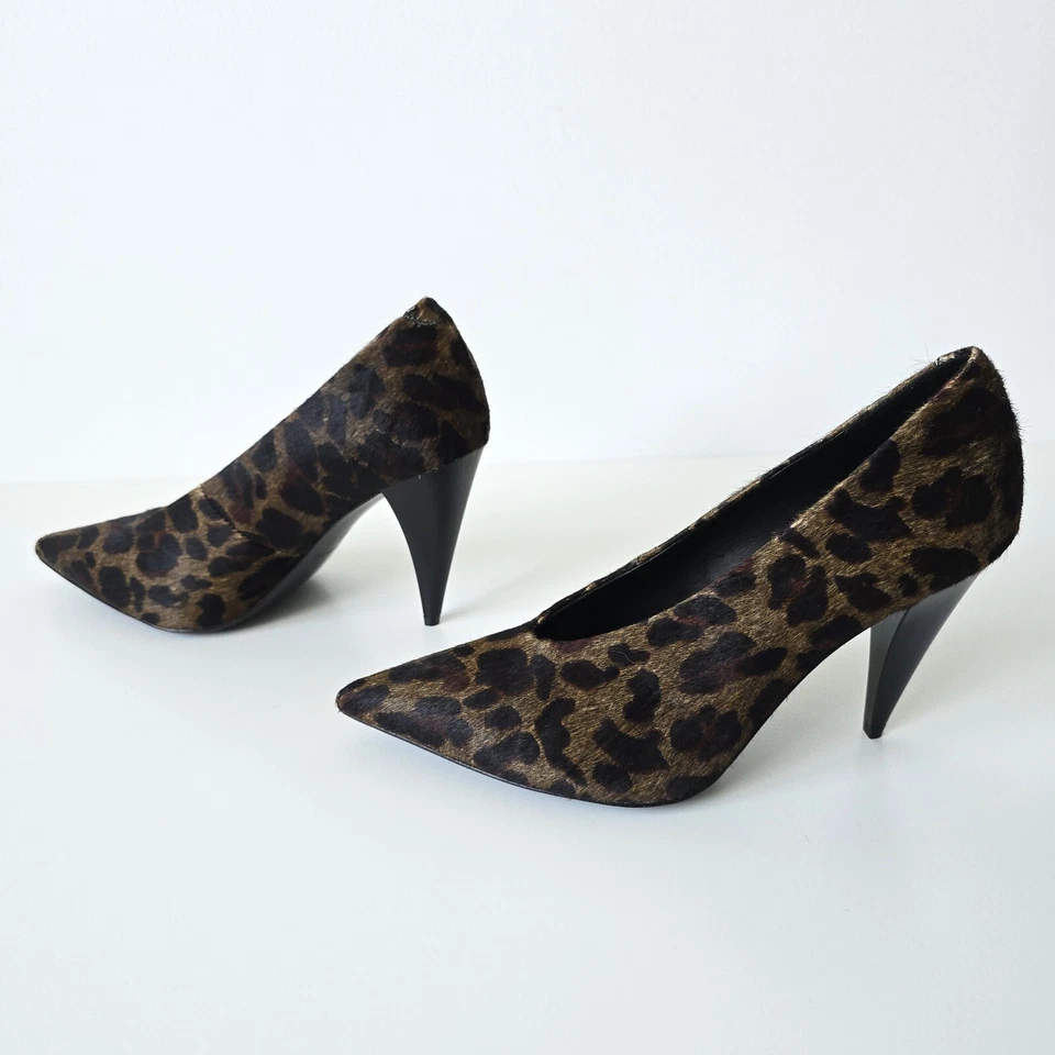 STUNNING WOMENS ALL SAINTS ADRIANNA PONYSKIN CALF LEATHER COURT HEEL BLACK 4 37 - Image 4 of 4