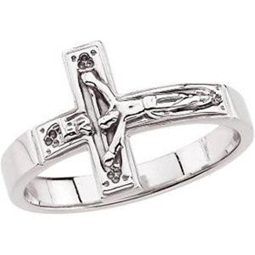 925 Sterling Silver Crucifix Chastity Ring For Women, Size 7, Polished Band