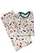 LC Lauren Conrad Pajama Set Mens Medium White Holiday Village Christmas
