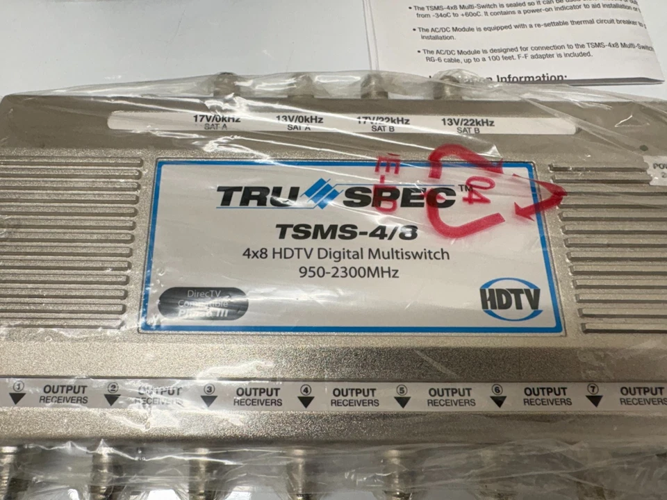 New 4x8 HDTV Pico Macom Digital Multiswitch DirectTV Compatible Phase 3 TSMS-4/8 - Image 4 of 4